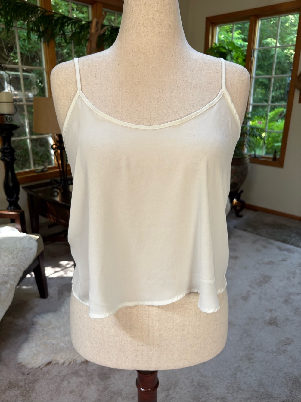 Abercrombie & Fitch White Spaghetti Strap Crop Tank